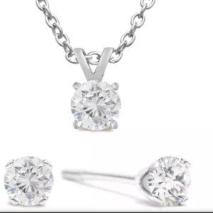 1/4 Carat Diamond Pendant and Earrings in White Gold